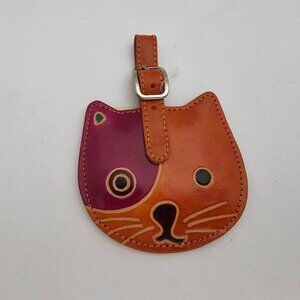 Serrv Leather Cat Tag!  New!